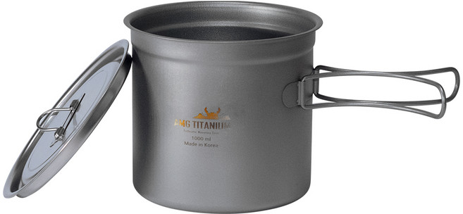 AMG 티타늄 코펠 1L 국산 백패킹 티탄 경량 캠핑 캠핑용, 1개