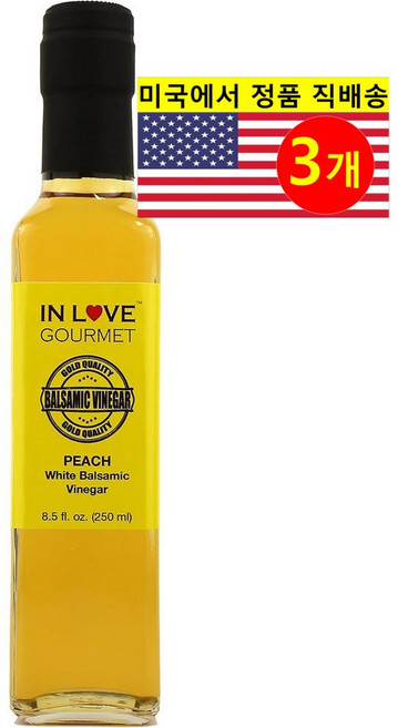 In Love Gourmet 이태리 전통 오가닉 피치 화이트 발사믹 식초 250ml 1개, 3개