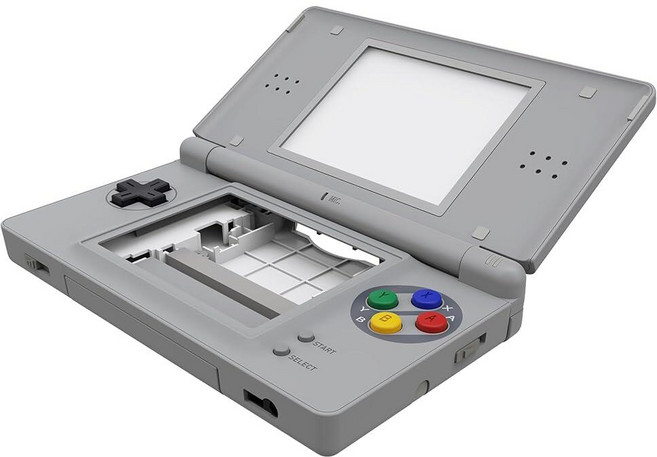 EXtremeRate 닌텐도 DS 라이트용 클래식 SNES 스타일 교체 풀 하우징 쉘 버튼이 있는 맞춤형 핸드헬드 콘솔 케이스 커버 닌텐도 DS 라이트 NDSL 용 스크린, SFC SNES 클래식 EU 스타일