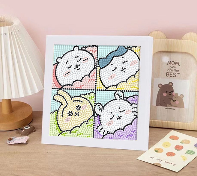 吉伊卡娃 鑽石畫 鑽石貼畫 兒童diy 裝飾畫 幼稚園 公主 狗 貓, 1個, 吉F01(含框)