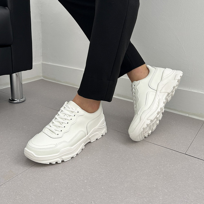 센시노 남자 7cm 키높이 깔끔한 어글리슈즈 화이트 스니커즈