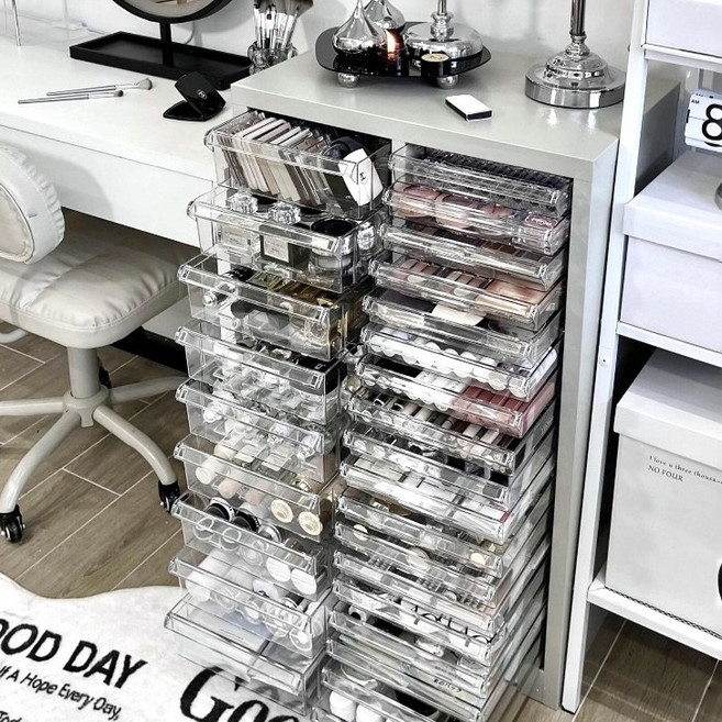 SeekFun 네일 수납장 서랍장 화장품 수납 네일샵 캐비넷 악세사리 수납함 정리함 매니큐어 캐비닛, 24개, 화이트/white