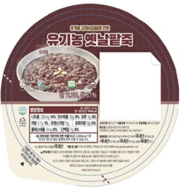 유기농 옛날팥죽 180g, 1개