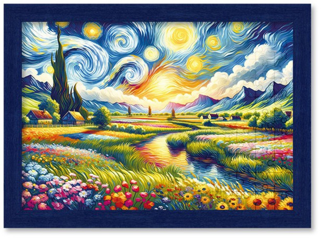 반 고흐 오색빛 석양 직소 퍼즐+액자 세트 명화풍경 1000피스, 액자선택가능, 1세트