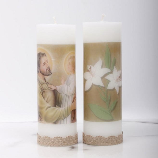 양초-팜캔들 요셉과 백합 선물세트 천주교 성물, 1개