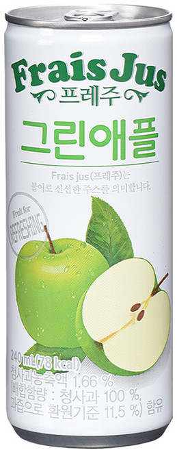 일화 프레주 그린애플 240mlx30캔 과즙 사과 주스 음료, 30개, 240ml