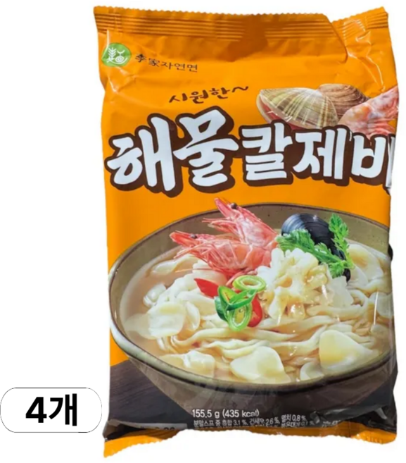 이가자연면 해물칼제비, 155.5g, 4개