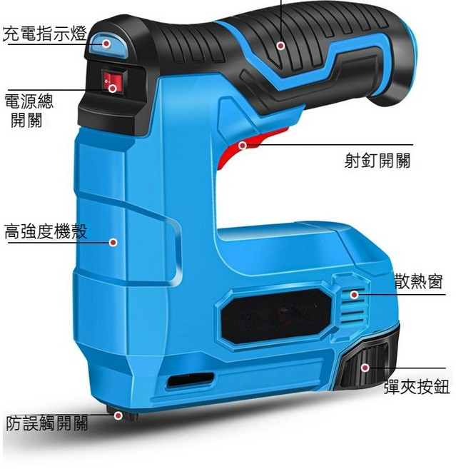 MOYE 鋰電釘槍 多功能木工裝飾工具, 1個, 藍色鋰電碼釘槍+2000枚釘