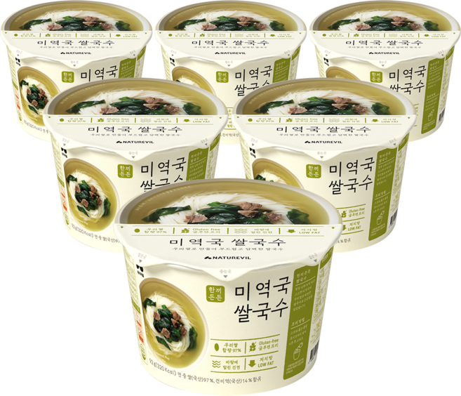 한끼든든쌀국수 미역국맛 큰컵, 6개