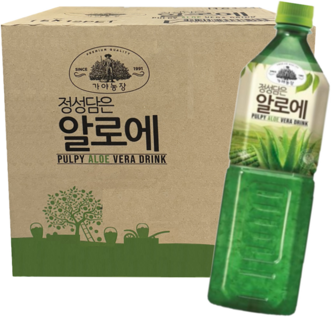 웅진 가야농장 정성담은 알로에 1Lx12펫, 12개, 1L