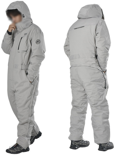 라이더무드 일체형 오토바이 방한복 겨울 스즈키복 스즈끼 배달 라이더 바이크 방한 용품, 그레이