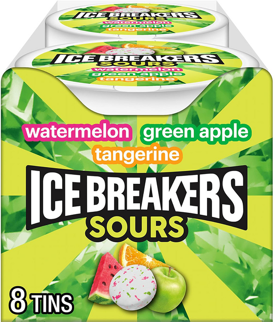 미국 직배송 아이스 브레이커 사우어 캔디 믹스 과일맛 42g 8개 ICEBREAKERS FRUIT MIX, 1개, 340g