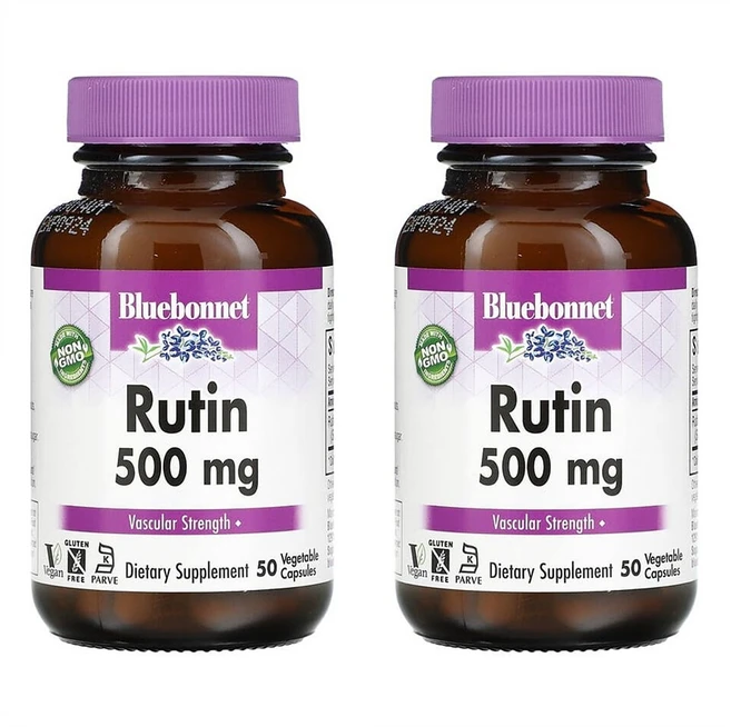 블루보넷 Bluebonnet 루틴 Rutin 500mg 50베지캡슐 2개 회화나무 소포라 자포니카 Sophora japonica 스테아 린산 르산 마그네슘 스테아레트, 50정 - 쿠팡