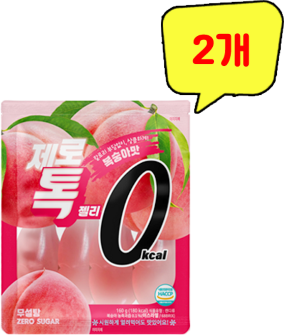 제로 톡 젤리 복숭아맛, 2개, 160g