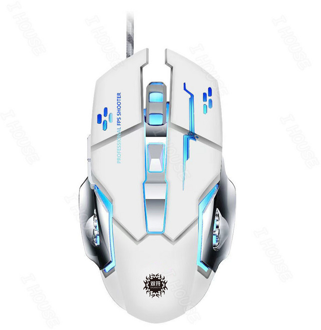 SF-Q2 有線電競滑鼠 RGB 發光 3C認證 辦公滑鼠, SF-Q2電競滑鼠【白色】
