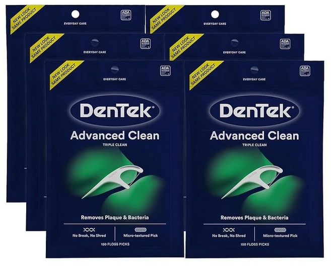 DenTek 트리플 클린 손잡이 치실 150개입 * 6팩 어드밴스드 부러지거나 끊기지 않는 122717, 150개(6팩) - 쿠팡