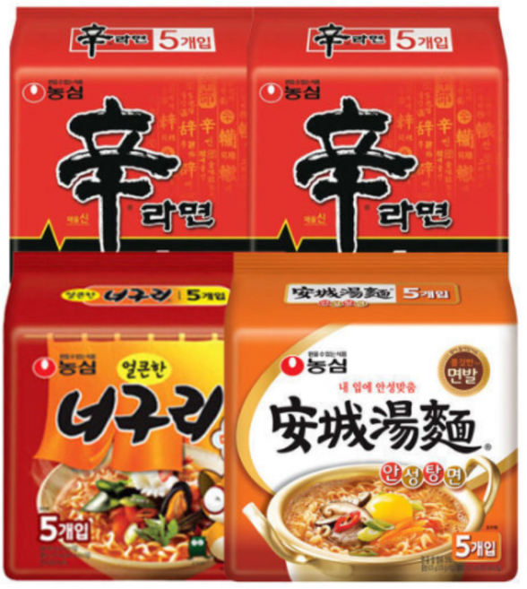 신라면 안성탕면 너구리, 20개