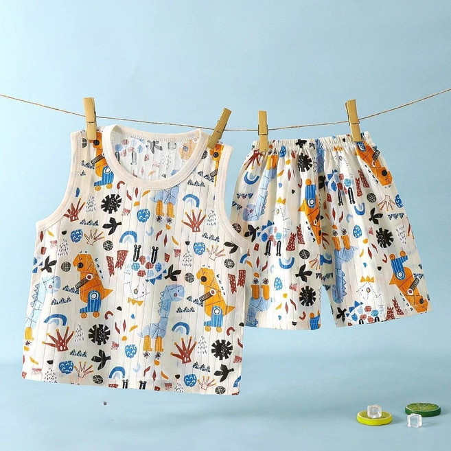 유 아동 주니어 순면 나시 민소매 실내복 세트