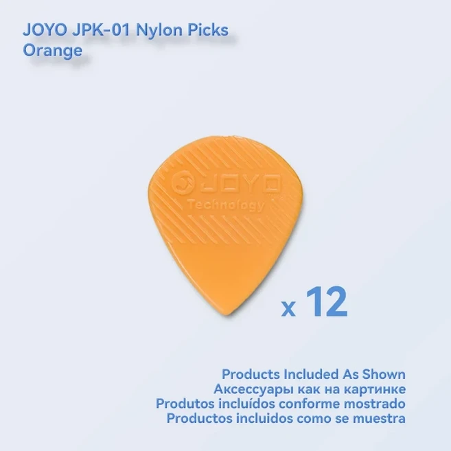 6/12 피스 JOYO 나일론 기타 피크 Jazz Shred JPK-01 1.4mm 어쿠스틱 기타 일렉트릭 기타 베이스에 적합, 01 Orange 12 pieces