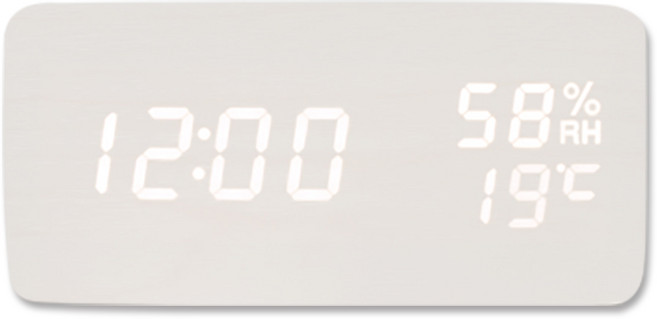 럭키타임 무소음 LED 우드시계 온도 습도 알람, 크림화이트(온도습도)