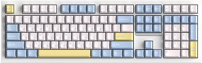 SPM PL108W 목새 풀배열 유무선 저소음 기계식 키보드 사무용 베이비 블루, 독자규격 스위치