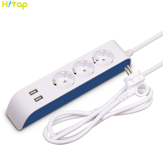 현대 하이탭 일반 멀티코드 3구 USB 충전 2포트 국산 KS인증, 1.5m, 1개