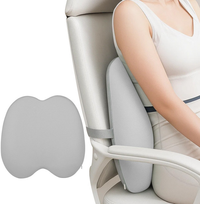 투데이리빙 더편한 의자 등받이 쿠션 메모리폼 허리 등쿠션 분리형 커버, R98139G, 그레이, 1개