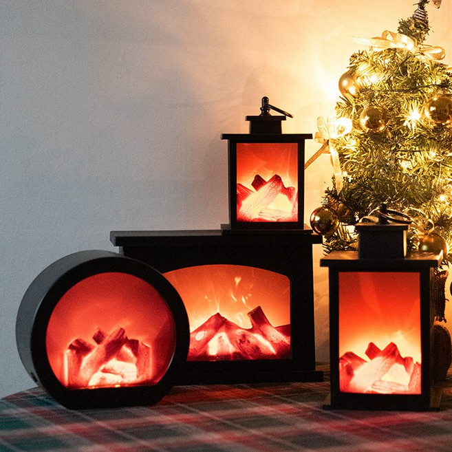 류블류샵 불타오르는 대형 LED 벽난로 무드 조명 불멍 크리스마스 겨울 모닥불, 랜턴형s, 1개