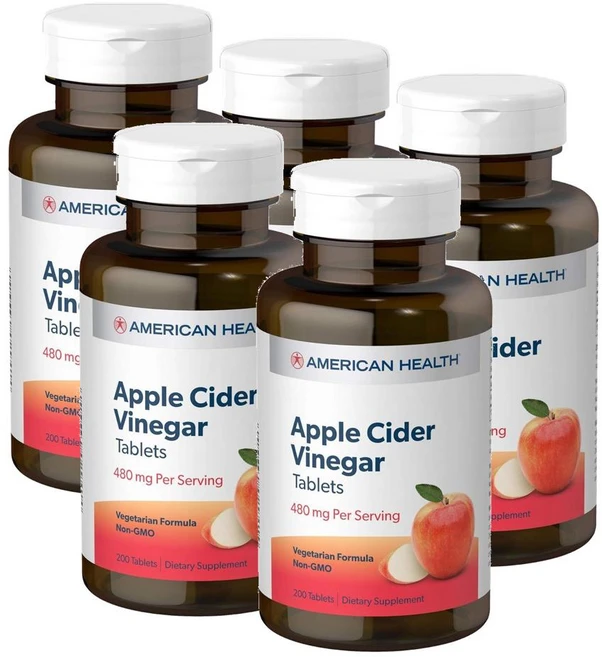 아메리칸헬스 애플 사이다 비니거 480mg American Health Apple Cider Vinegar, 5개, 200정 - 쿠팡