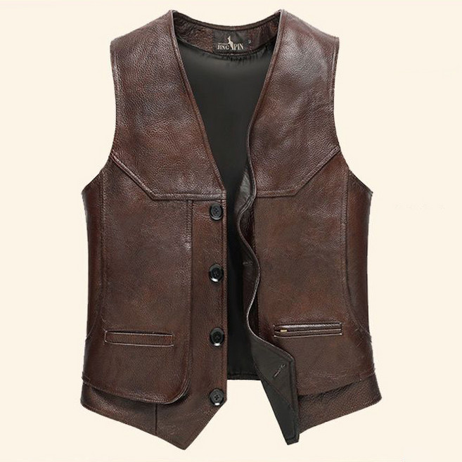 남성 리얼 가죽 소가죽 베스트 멀티 포켓 아웃도어 캐주얼 가죽 베스트 봄 여름 가을 겨울 사용 가능 ZT1202+