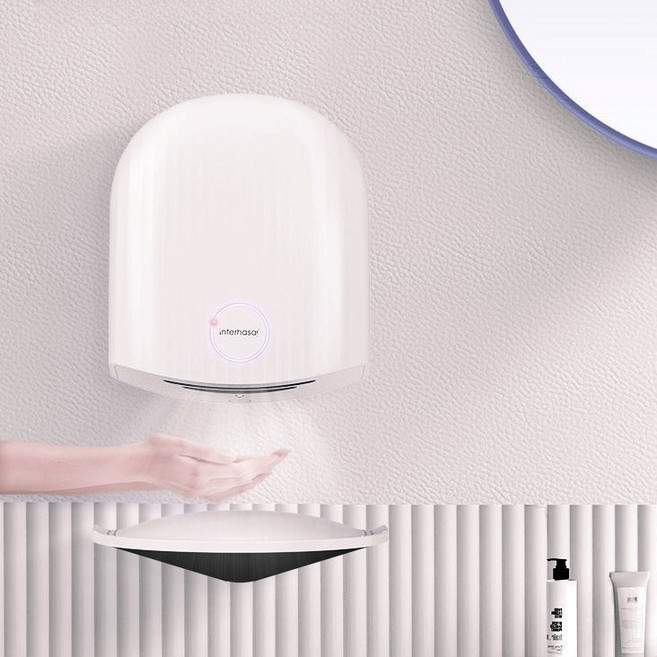 핸드드라이어 + 물받이 10s안에 빠르게 건조 저소음 손건조기 가정용 상업용, J-M143