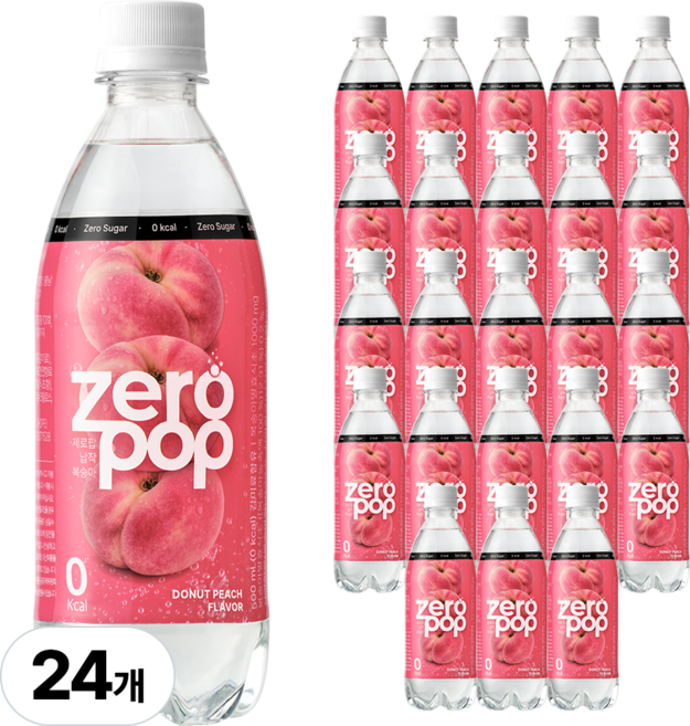 잇더핏 제로팝 납작복숭아맛 애사비소다 제로 탄산음료, 24개, 500ml