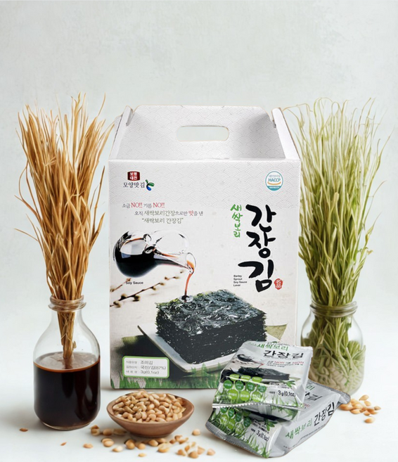 소문난 대천 모양맛김 새싹보리 간장 김 24봉 세트 할아버지 할머니 아기 저염, 24개, 3g