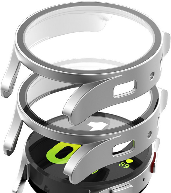 가꼬싶다 풀커버 9H 일체형 갤럭시 워치 케이스 2개입, 실버, 2개