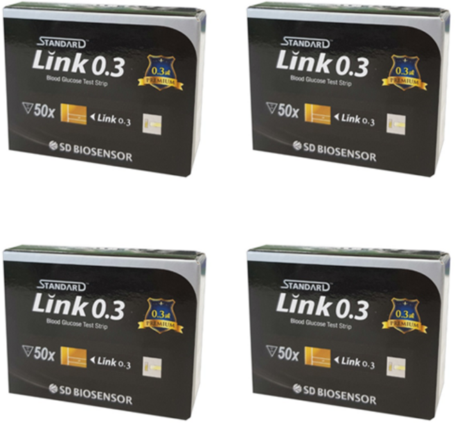 SD 에스디바이오센서 스탠다드링크 0.3 혈당시험지 혈당측정검사지 혈당측정시험지 당뇨검사지 혈당측정지 4박스 (200매) SW, 50개입, 4개