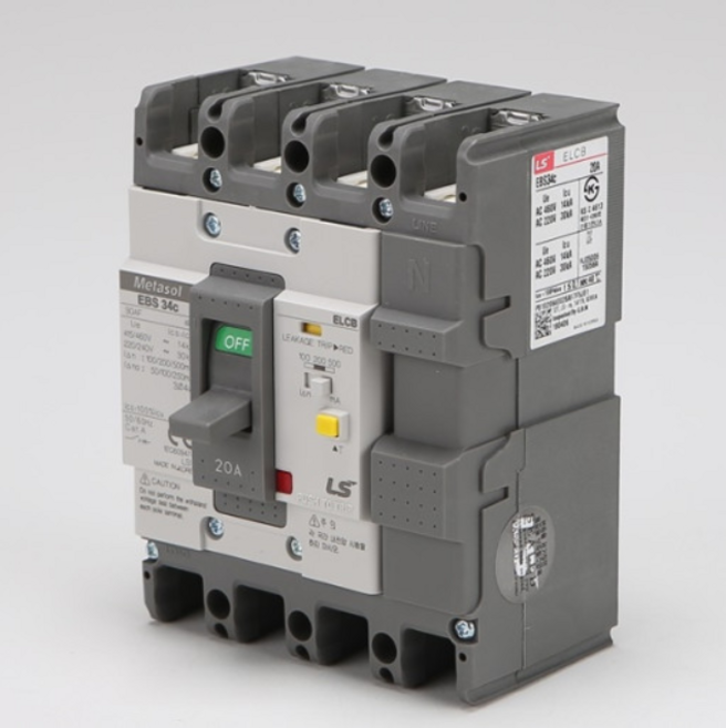 LS산전 EBS34c 20A 30A 40A ELB 누전차단기 누전방지 분전반 배전반 국산, 1개