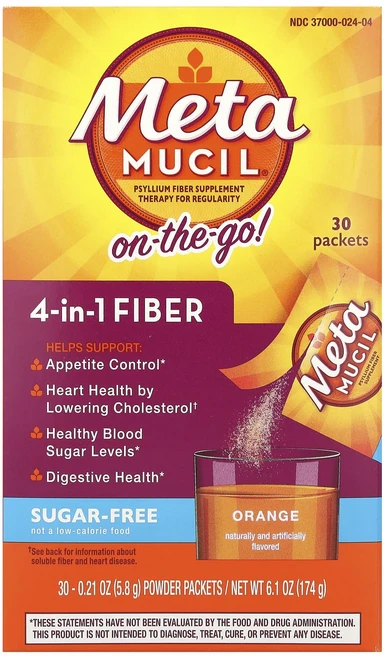 건강챙기세요 Metamucil 휴대용 4-in-1 식이섬유 오렌지 무설탕 분말 팩 30개 각 5.8g(0.21oz) 백살까지오래오래, Metamucil휴대용4in1식이섬유오렌지무설탕분말팩3 - 쿠팡