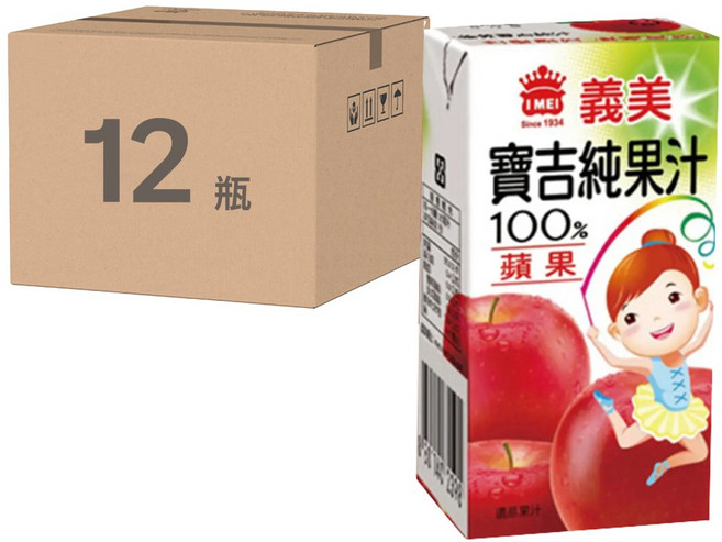 義美 寶吉純果汁 蘋果, 125ml, 12入