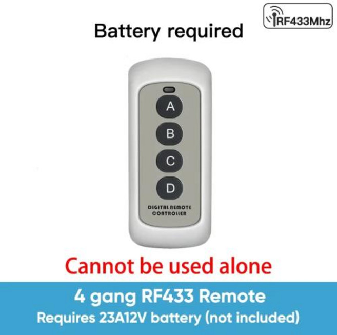 TNCE RF433 릴레이 리시버 무선 조명 스위치 433Mhz 미니 리모컨 1 2 3 갱 벽 송신기 스위치 LED 램, 4g Remote Control, 1개
