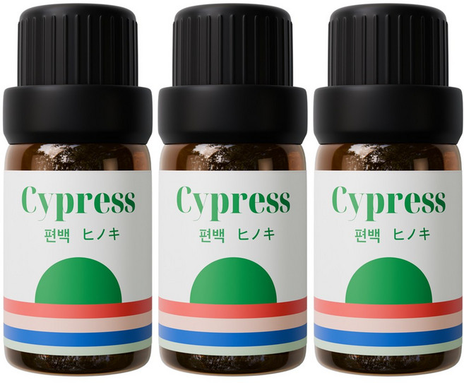 1+1+1 천연 유기농 아로마오일 에센셜오일, 유기농 편백오일, 10ml, 3개