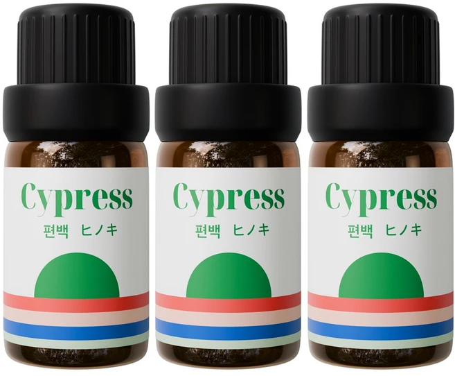 1+1+1 천연 유기농 아로마오일 에센셜오일, 유기농 편백오일, 10ml, 3개 - 쿠팡