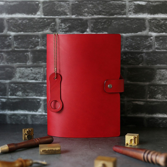 701 가죽 6공 만년 다이어리 각인 커버 고급 a5 업무 수첩 바인더 노트, A5(25절), 레드