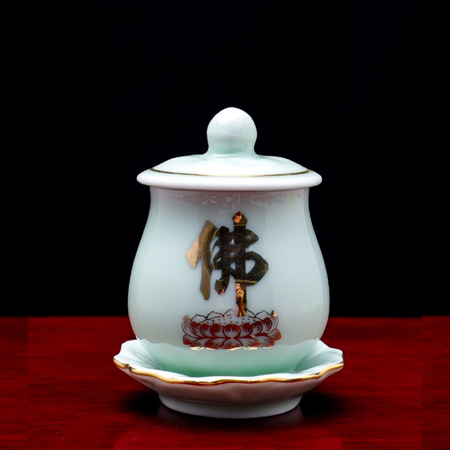 鶯歌陶瓷 供水杯 50ml 燙金字 佛前供杯, 1個, 【佛字】x1