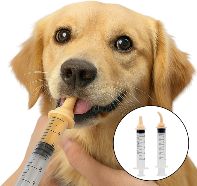 포미 커브드 부드러운 실리콘 반려동물 애완용 투약 강아지 고양이 소동물 약 먹이는 급여용 투약 도구 피딩용 젖병 수유 주사기 세트, 1세트, 투명