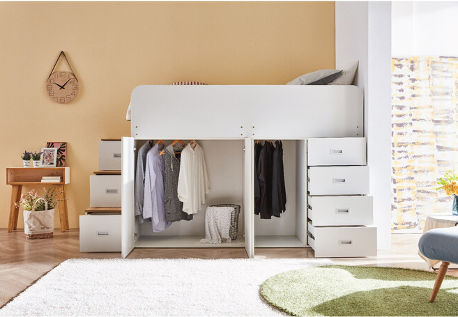 마티노가구 스타일 옷장형 멀티 수납 침대(슈퍼싱글 / 퀸 확인 필수!!), 화이트