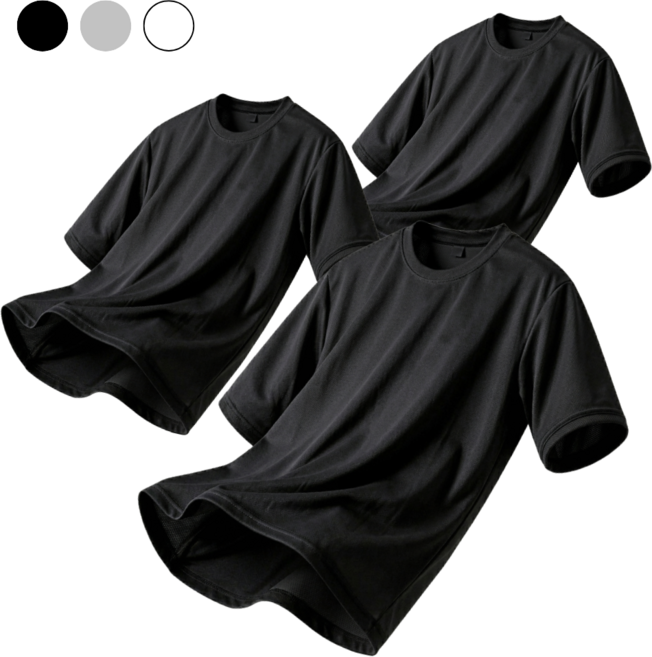 헤이싱크 기능성 쿨티셔츠 3P 쿨링 라운드넥 반팔 티셔츠 3장세트