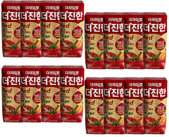 야채듬뿍 더진한 레드주스 토마토당근주스, 125ml, 16개