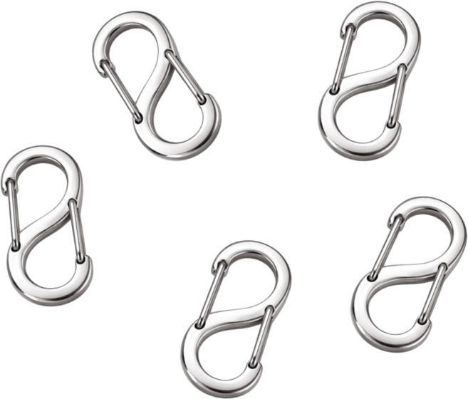 키넬 스테인리스 S형 8자 고리 미니 카라비너 대형, 실버, 5개
