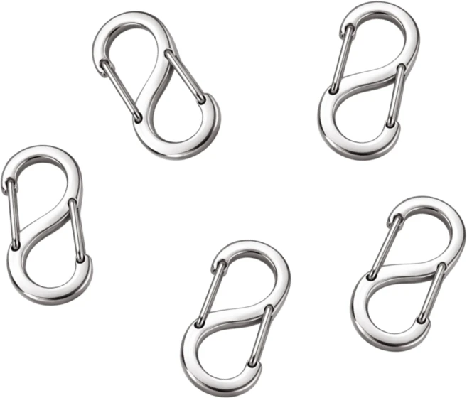 키넬 스테인리스 S형 8자 고리 미니 카라비너 대형, 실버, 5개 - 쿠팡
