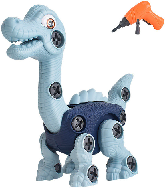 JoyBaby 組裝恐龍玩具 兒童玩具恐龍蛋 DIY霸王龍三角龍益智積木, 腕龍-電鑽版, 1個